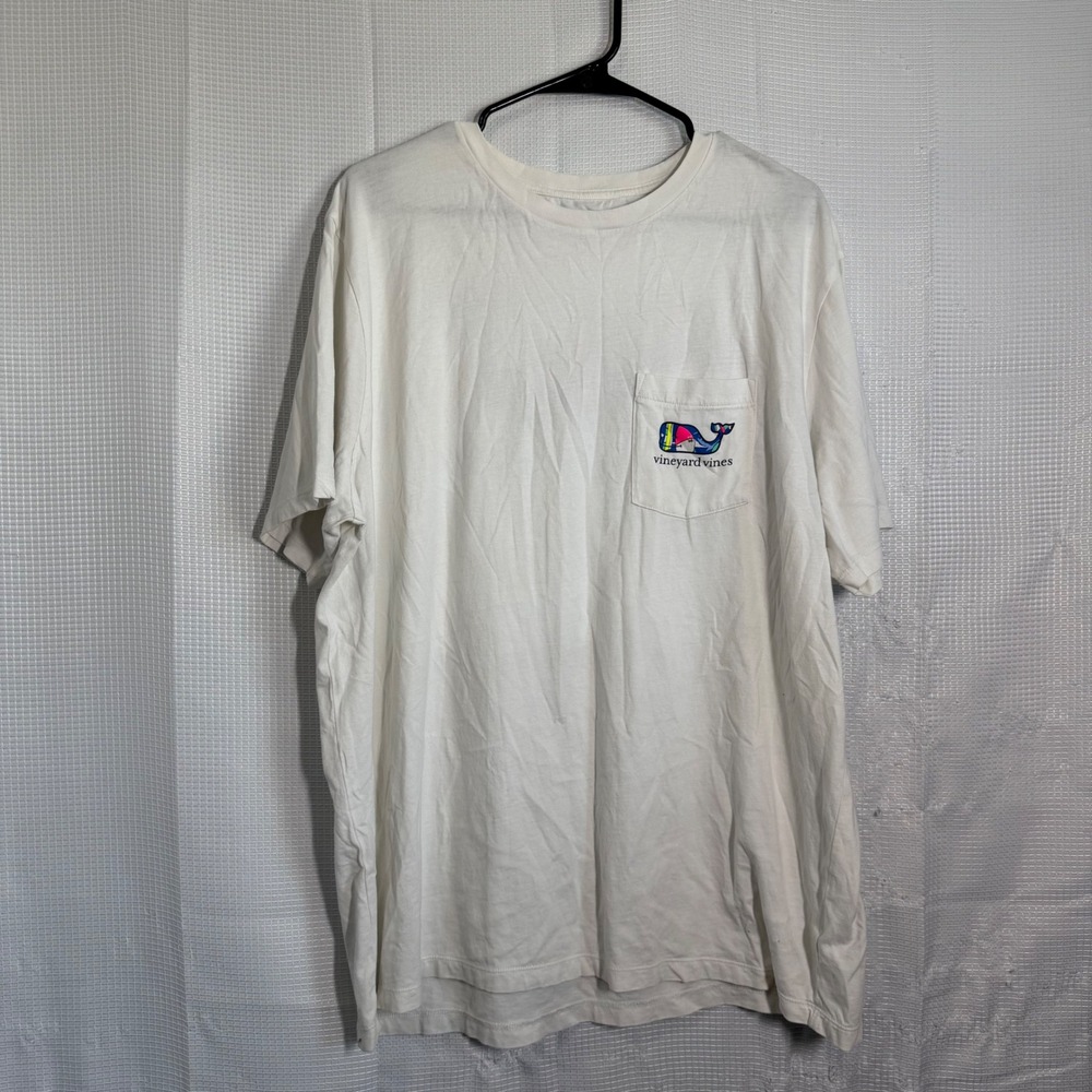 Vineyard Vines T-Shirt Cotton Graphic Whale Pocket Tee White Preppy XL